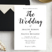 Zwart Wit Elegante Typografie Script Wedding Kaart