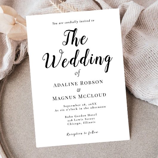 Zwart Wit Elegante Typografie Script Wedding Kaart