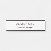 Zwart & wit elegante vlakte minimalistisch deurbordje (Voorkant)