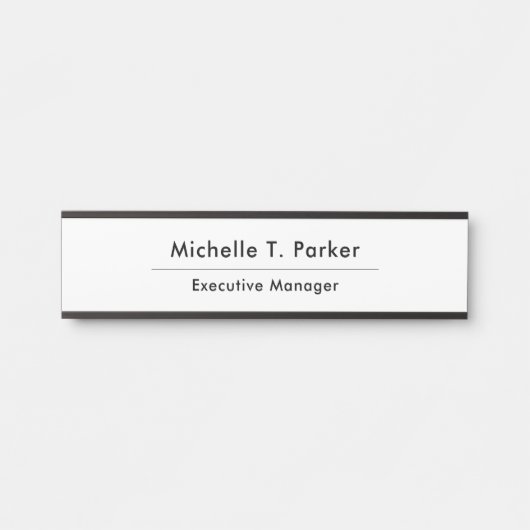 Zwart & wit elegante vlakte minimalistisch deurbordje (Voorkant)