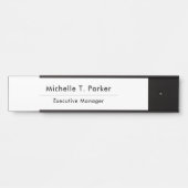 Zwart & wit elegante vlakte minimalistisch deurbordje (Voorkant)