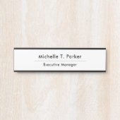 Zwart & wit elegante vlakte minimalistisch deurbordje (Voorkant)