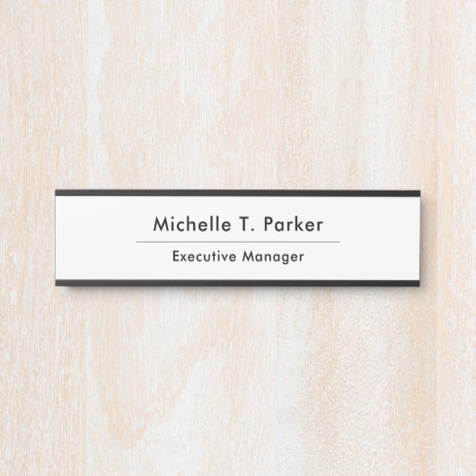 Zwart & wit elegante vlakte minimalistisch deurbordje (Voorkant)