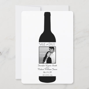 Zwart-wit Elegante Wijnbruiloft Save the Date