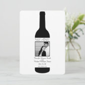 Zwart-wit Elegante Wijnbruiloft Save the Date (Staand voorkant)
