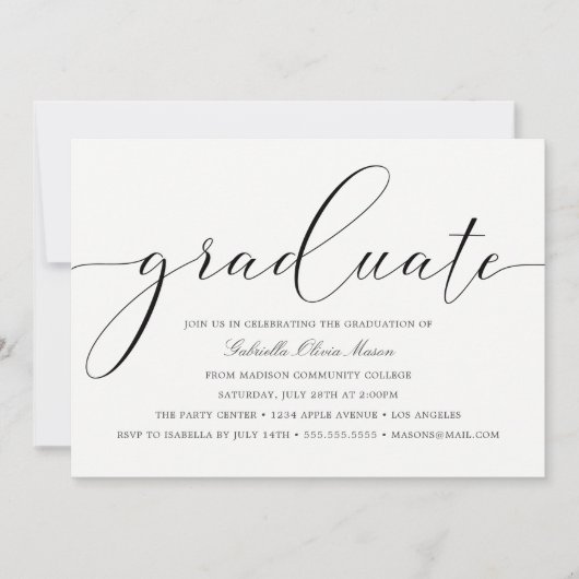 Zwart-wit elegantie | Afstudeerpartij Kaart (Voorkant)