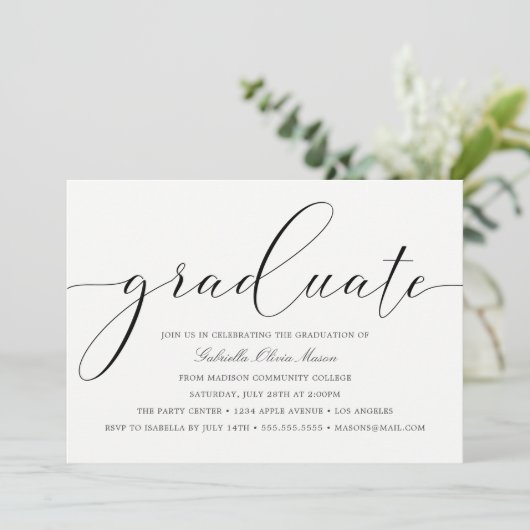 Zwart-wit elegantie | Afstudeerpartij Kaart (Staand voorkant)