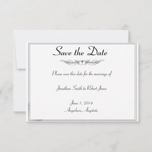 Zwart Wit Elegantie bruidegom Bruiloft Save the Da Date (Voorkant)