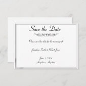 Zwart Wit Elegantie bruidegom Bruiloft Save the Da Save The Date (Voorkant / Achterkant)