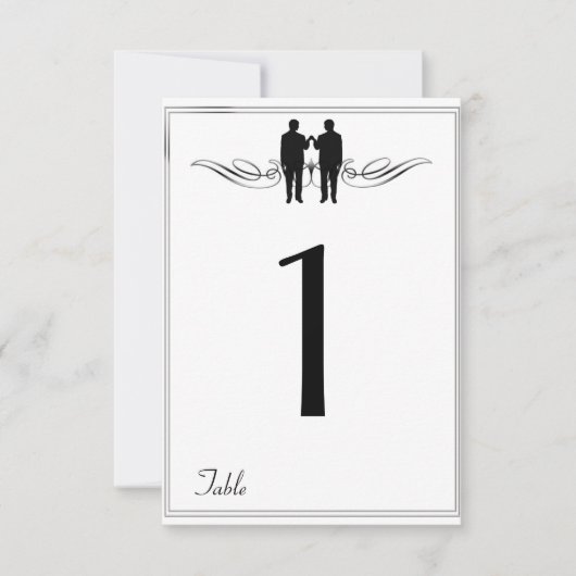 Zwart Wit Elegantie bruidegom Tafel Nummer Kaart (Voorkant)