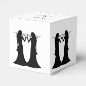 Zwart Wit Elegantie Bruiden Bruiloft Favor Box Bedankdoosjes (Achterkant)