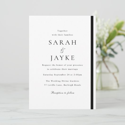 Zwart & Wit Elegantie Bruiloft Kaart (Staand voorkant)