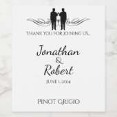 Zwart Wit Elegantie Groom Bruiloft Wijn Label Wijn Etiket (Enkel label)