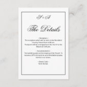 Zwart-wit Elegantie Moderne bruiloft Details Informatiekaartje (Voorkant)