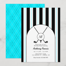 Zwart, Wit & Elektrisch Blauw Monogram Preppy Golf