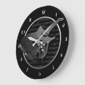 Zwart-wit elektrisch gitaarwandklok grote klok (Hoek)