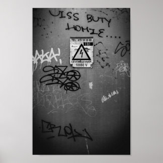 Zwart-wit elektrische kast België Poster