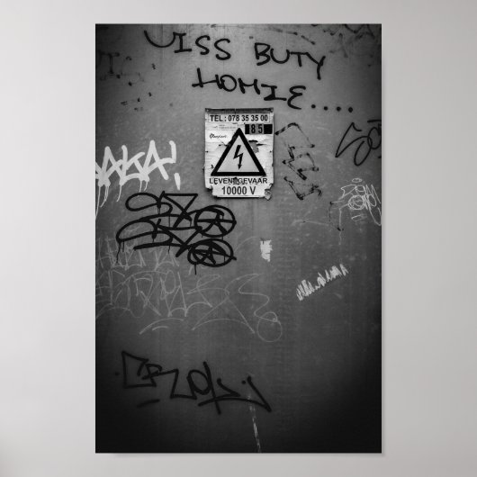 Zwart-wit elektrische kast België Poster (Voorkant)