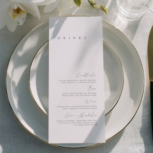 Zwart & Wit Ellegant Minimaal Huwelijksdrankmenu Menu