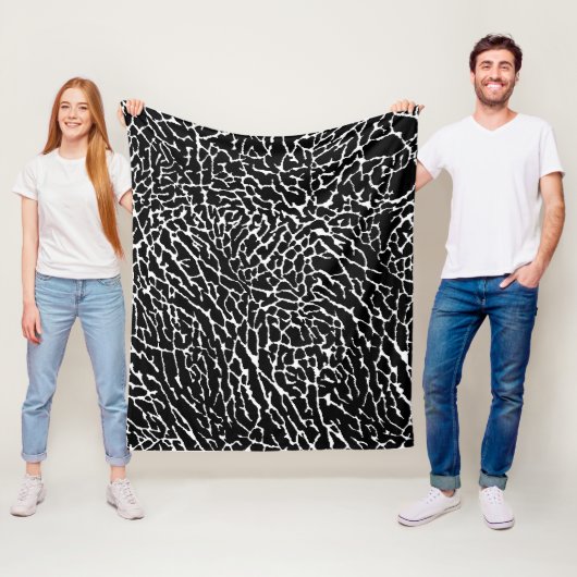 Zwart-wit ellephant afdrukken fleece deken (In situ)