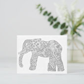 Zwart-wit ellephant-ontwerp briefkaart (Staand voorkant)
