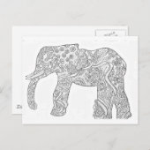Zwart-wit ellephant-ontwerp briefkaart (Voorkant / Achterkant)