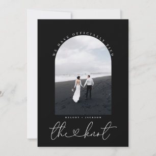 Zwart-wit elopement fotoaankondiging kaart