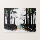 Zwart-wit en Abstract Kleurrijk Bospad Legpuzzel (Horizontaal)