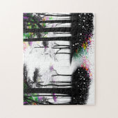 Zwart-wit en Abstract Kleurrijk Bospad Legpuzzel (Verticaal)