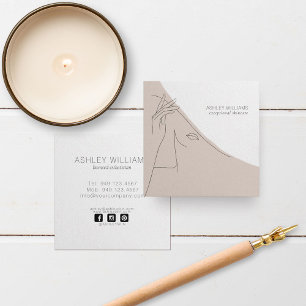 Zwart wit en Abstracte blindlijnillustratie Vierkante Visitekaartje