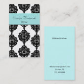  zwart, wit en Aqua Damask Visitekaartje (Voorkant / Achterkant)