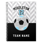 Zwart, wit en babyblauw Voetbal - Personeel Notitieboek (Voorkant)
