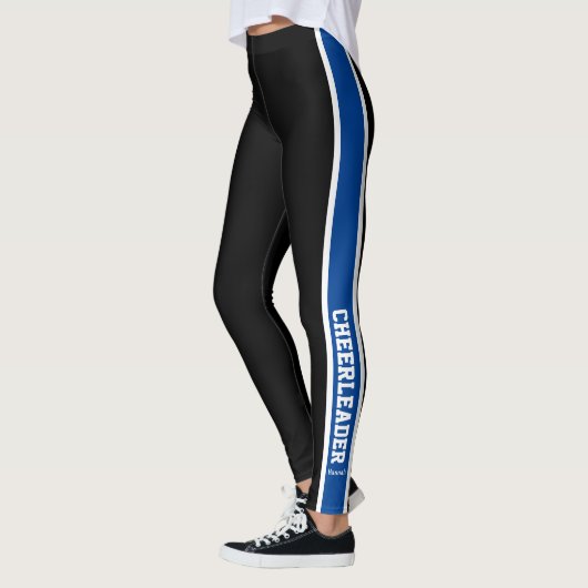Zwart wit en blauw cheerleader leggings (Links)