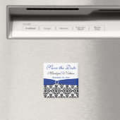 Zwart, Wit en Blauw Damask Sla de Datummagneet op Magneet (Insitu (Vaatwasser))