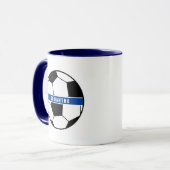 Zwart wit en blauw Football Sportmonogram Mok (Voorkant links)