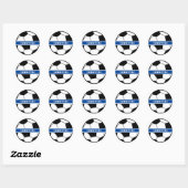 Zwart wit en blauw Football Sportmonogram Ronde Sticker (Vel)