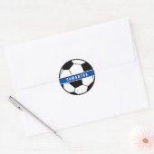 Zwart wit en blauw Football Sportmonogram Ronde Sticker (Envelop)