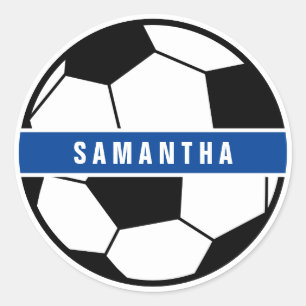 Zwart wit en blauw Football Sportmonogram Ronde Sticker