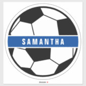Zwart wit en blauw Football Sportmonogram Sticker (Vel)