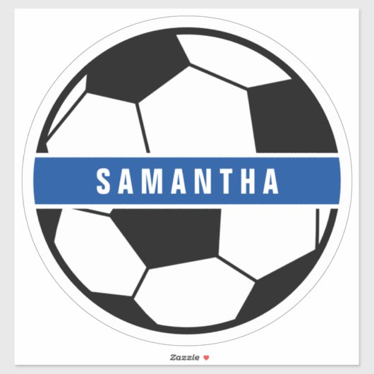 Zwart wit en blauw Football Sportmonogram Sticker (Vel)