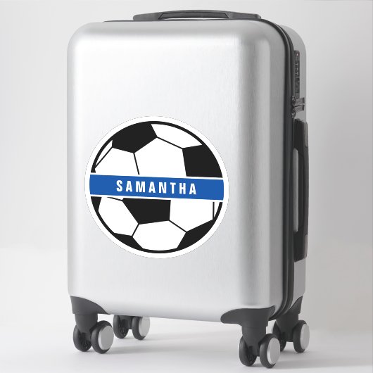 Zwart wit en blauw Football Sportmonogram Sticker (Koffer)