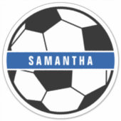 Zwart wit en blauw Football Sportmonogram Sticker (Voorkant)