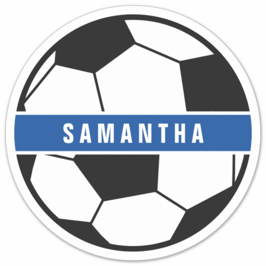 Zwart wit en blauw Football Sportmonogram Sticker (Voorkant)