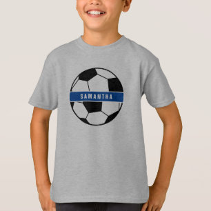 Zwart wit en blauw Football Sportmonogram T-shirt
