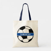 Zwart wit en blauw Football Sportmonogram Tote Bag (Achterkant)
