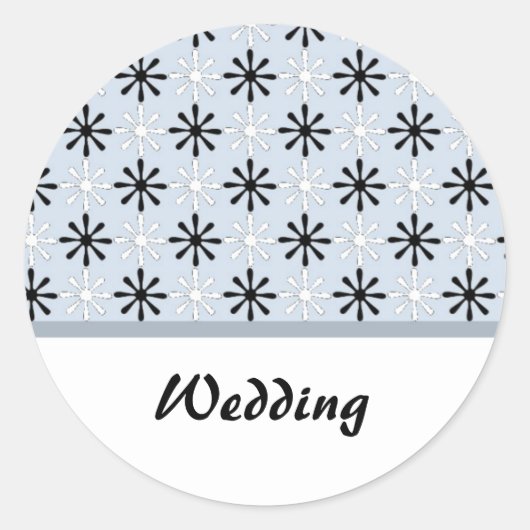 Zwart, Wit en Blauw Huwelijksthema Ronde Sticker (Voorkant)