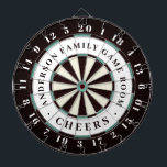 Zwart wit en blauw | Monogram spelruimte voor het Dartbord<br><div class="desc">Ben je op zoek naar een unieke gave voor de vader in je leven? Dit jaar geeft hij een cadeau van de Dag van de Vader dat zijn sokken eraf zal blazen. Dit familienaam dartboard is perfect!!! Dit zijn eersterangs cadeaus die perfect zijn voor sportfans, maar bovendien perfect voor vaders....</div>