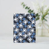 Zwart, wit en blauw Octopus naadloos patroon Briefkaart (Staand voorkant)