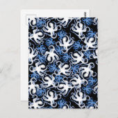 Zwart, wit en blauw Octopus naadloos patroon Briefkaart (Voorkant / Achterkant)