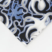 Zwart, wit en blauw Octopus naadloos patroon Fleece Deken (Hoek)